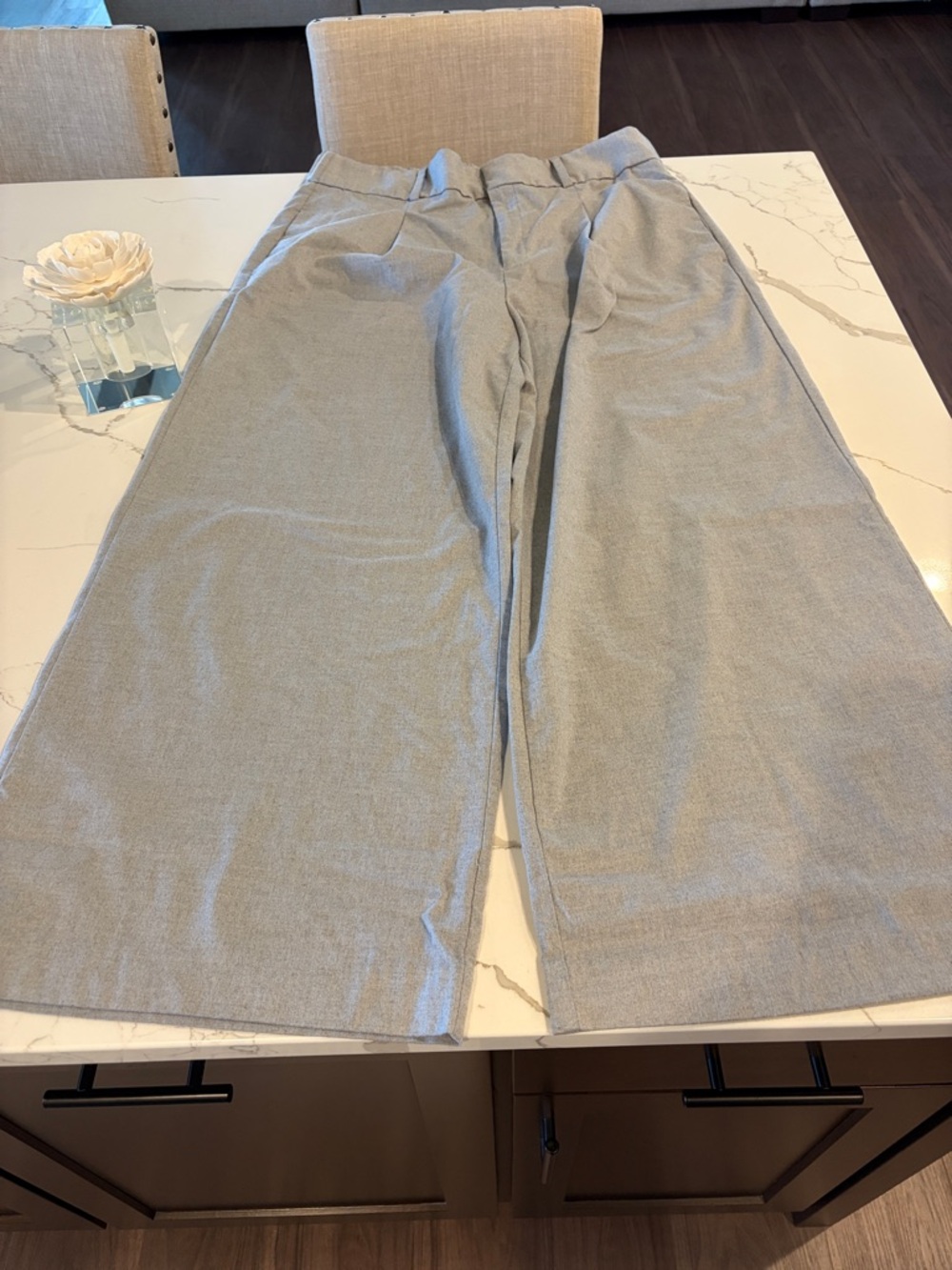 Banana Republic Light Gray Wide-Leg Chinos